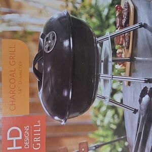 HD Designs Grill® Portable Round BBQ Grill 14 Inch NIB